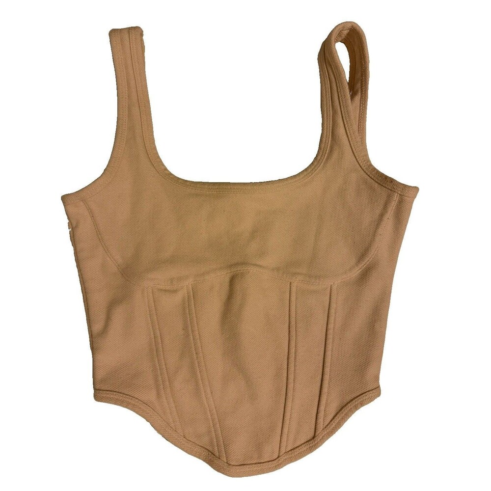 PINK Victoria’s Secret Women’s S Beige Nude Corset Tank Top Bustier Y2K
